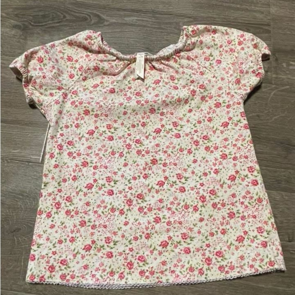 Matilda Jane Pink and White Floral Blouse with Puff Sleeves